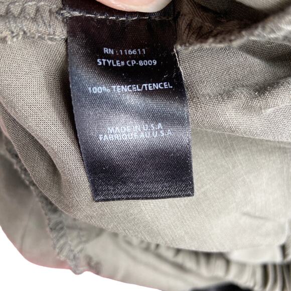 Amadi Tori Jogger Pants Olive Green Tencel Ankle Tie Womens M - Picture 10 of 10